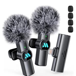 Dual Wireless Lavalier Microphones for iPhone | iOS 12+ Compatible